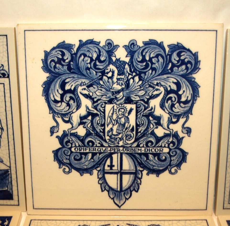 BURROUGHS WELLCOME BLUE DELFT HOMEMADE HOLLAND PHARMACY PILL TILE LOT OF 6, EXC