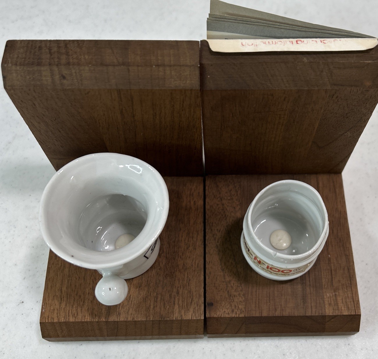 Pharmaceutical Vintage 1982 Lilly Mini Apothecary Bookends Darvocet-N 100 Wood