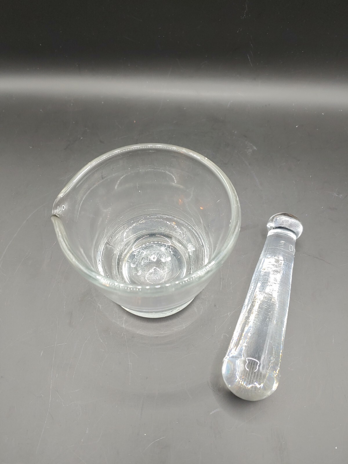 Vintage Apothecary Clear Glass Mortar & Pestle with Pouring Lip 4 oz. Capacity