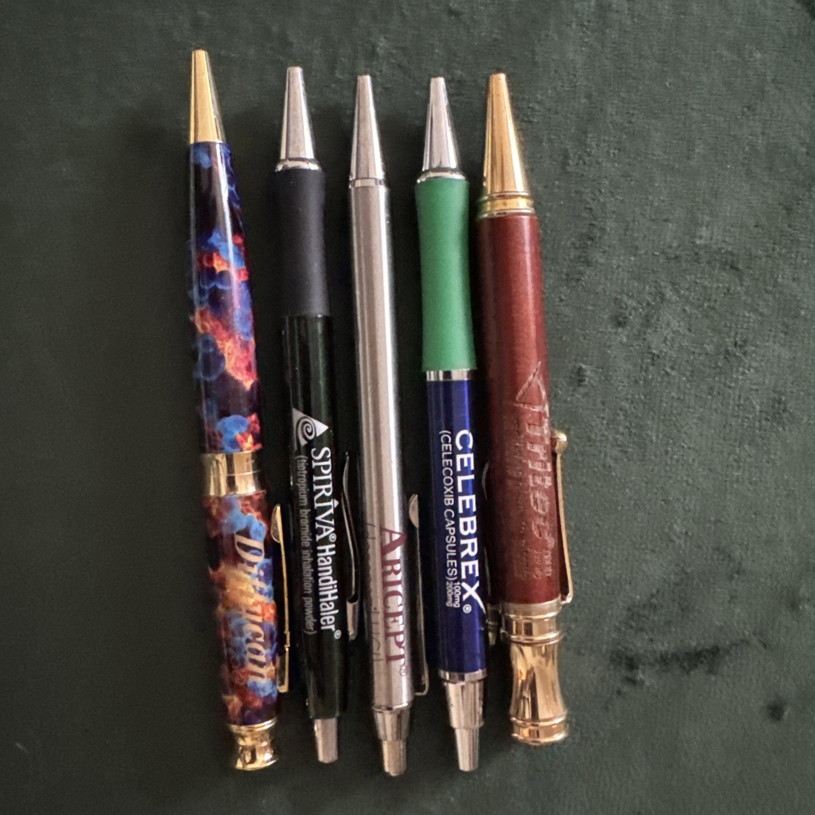 B20 Vintage pharmaceutical drug rep pens lot of 5 METAL