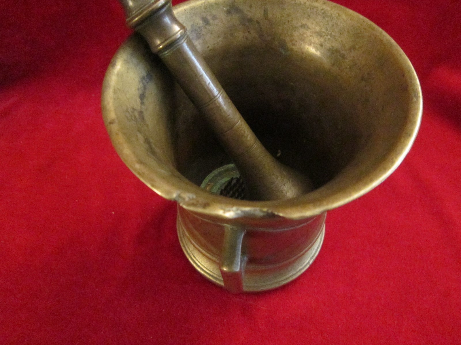 Antique 19TH Century Apothecary Solid Brass Mortar and Pestle Apothecary Rx