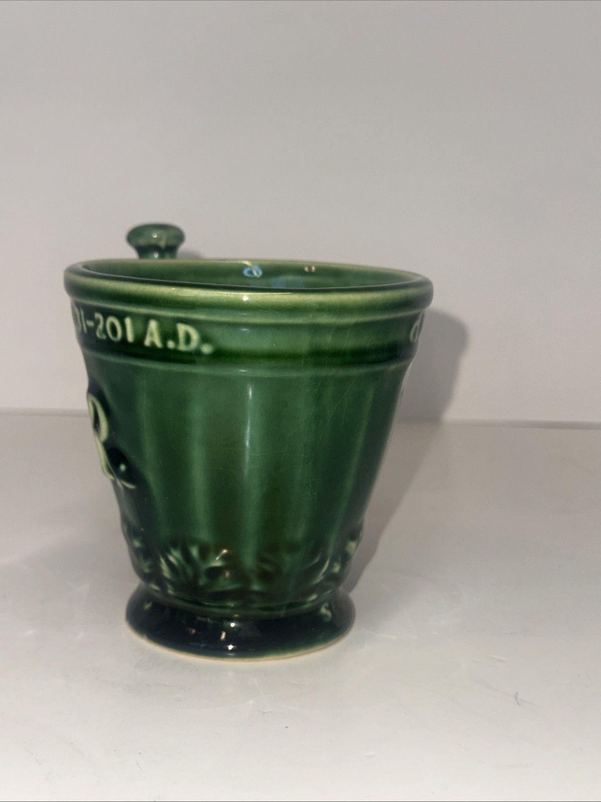 Vintage McCoy Schering Coricidin Pharmacy RX Green Ceramic Apothecary Mortar Mug