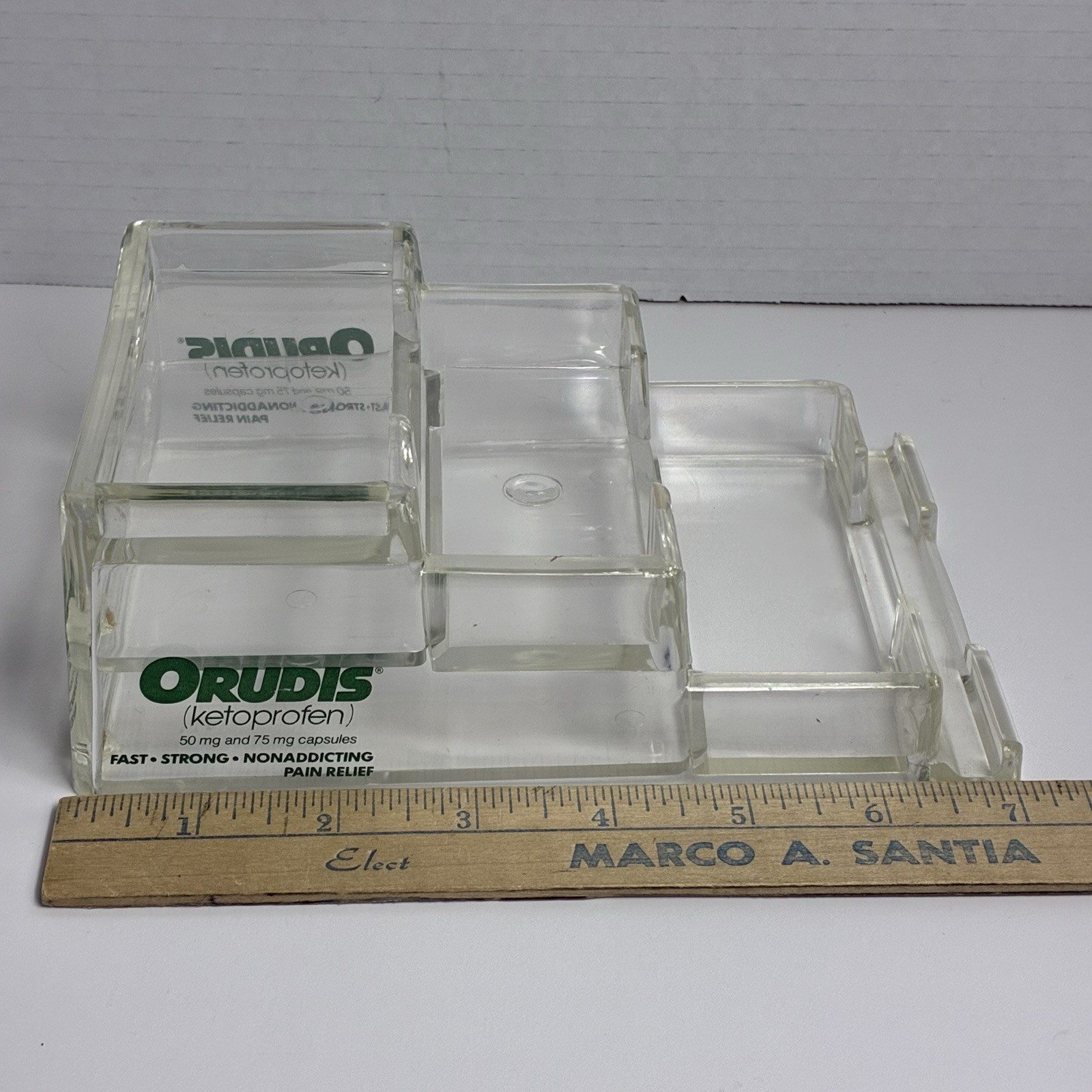 Pharmaceutical Promotional Clear Acrylic Desk Organizer-Orudis-7”3 Compartments