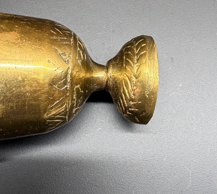 Vtg Small Brass Ornate Mortar & Pestle Pharmacy / Medical 2″ Tall