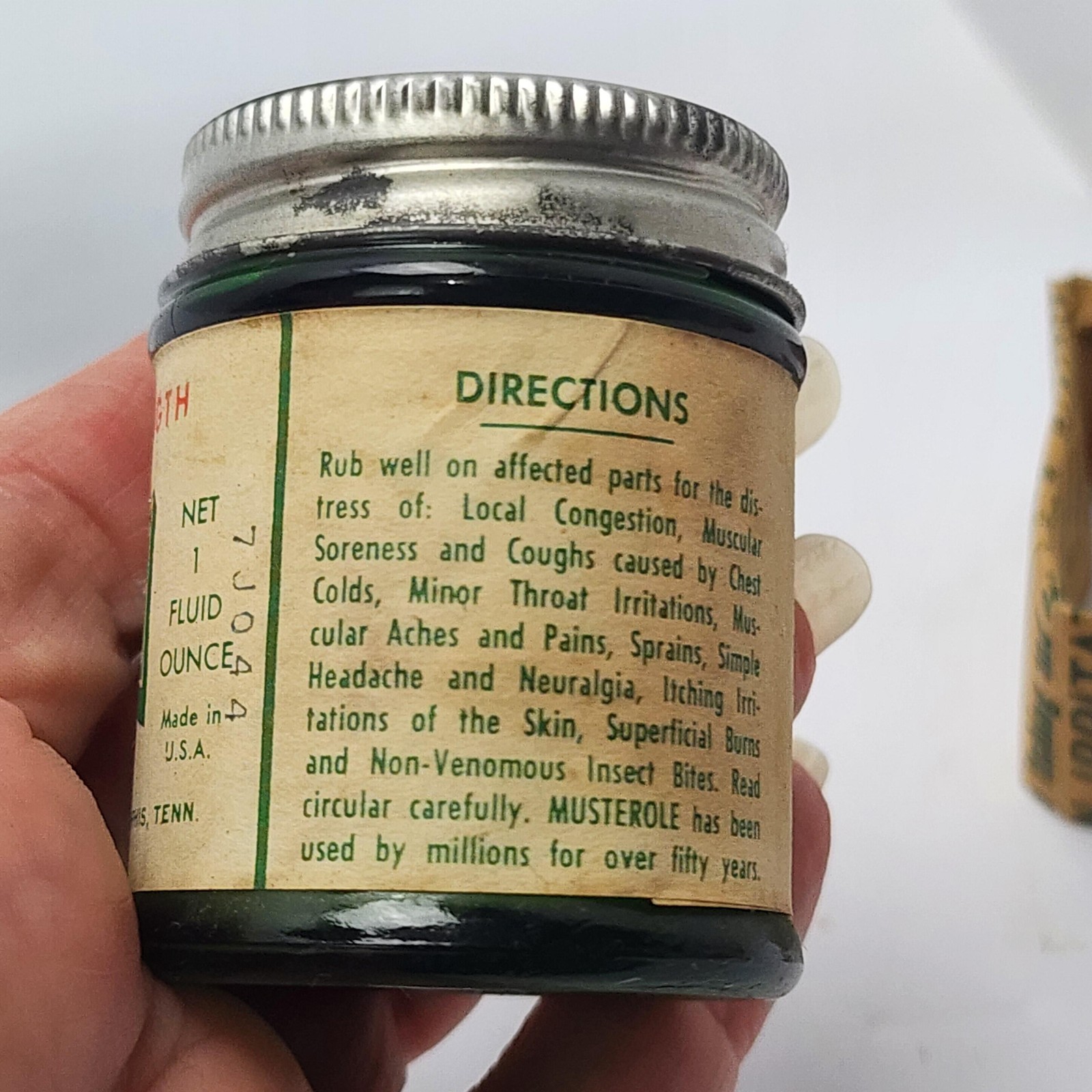 Vintage NOS Musterole Regular Strength 1 oz Glass Jar w/ Box Made in USA Leaflet