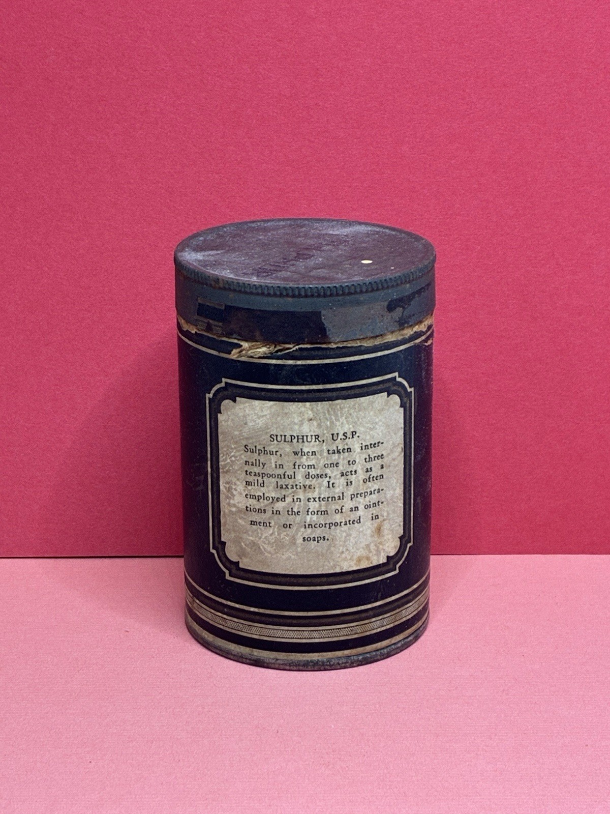 Vintage Schweitzer’s Pharmacy SULPHER 4 Ounce Can