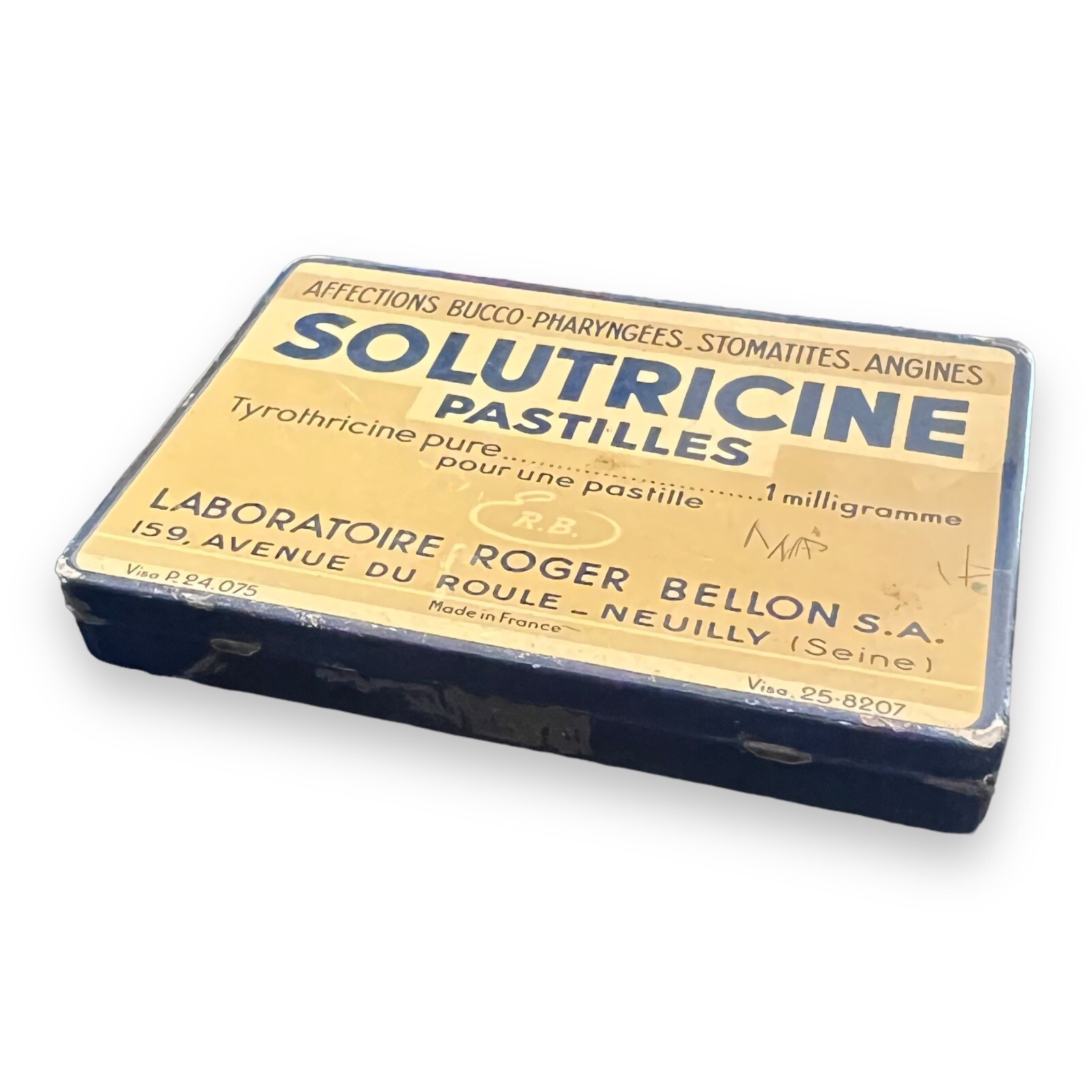 French Apothecary Pill Box Tin Solutricine Pastilles 1920s Pharmacy France