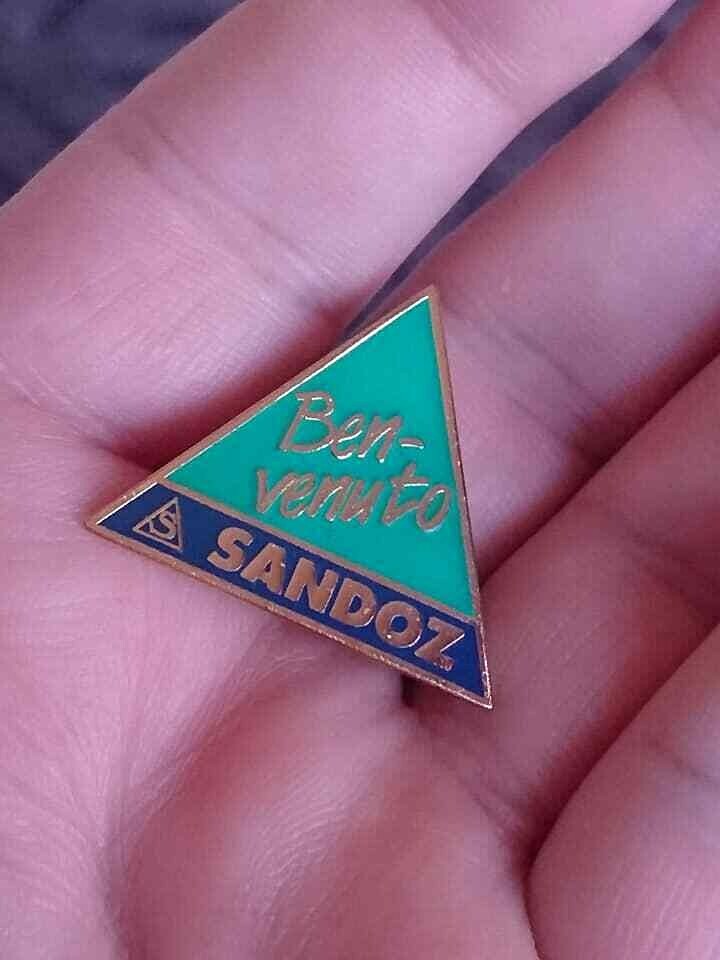 SANDOZ Pharmaceuticals pin LSD Albert Hofmann – BENVENUTO pin badge