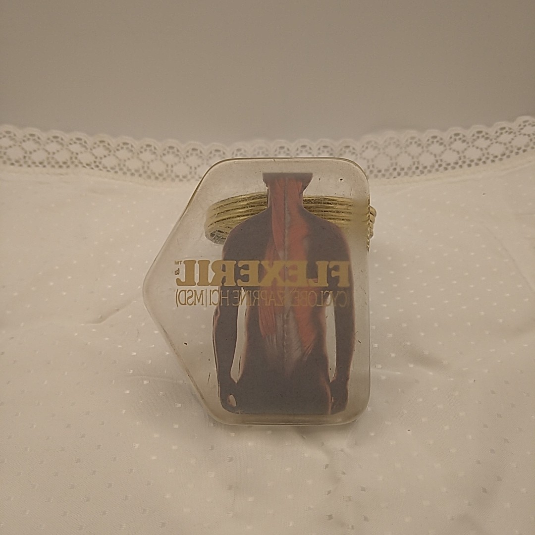 Flexeril Lucite Metal Ring Letter Holder Merck Co Drug Rep Promo Pharma Vintage