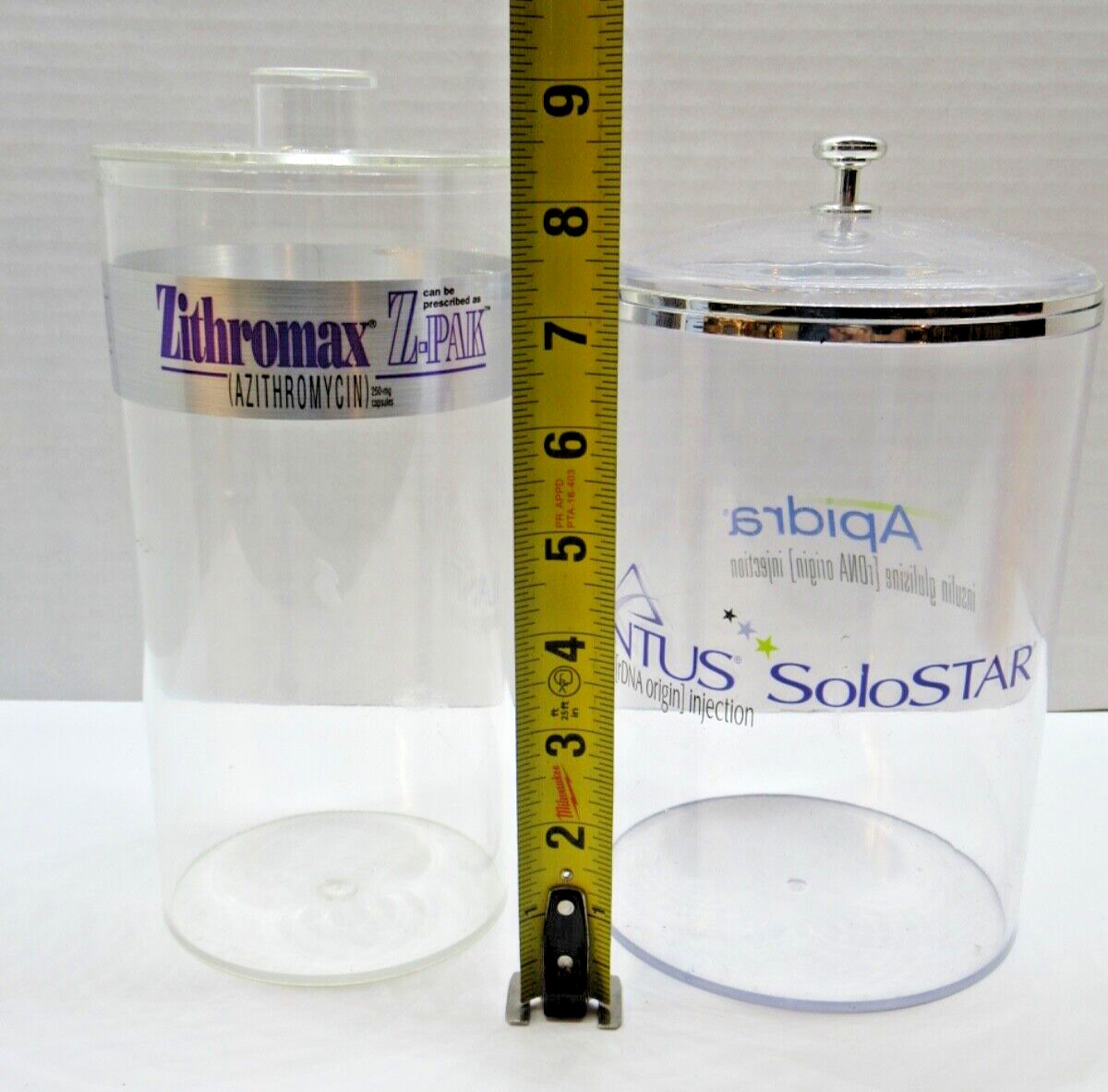 Lot of 3 Drug Rep Pharmaceutical Doctor Office Jars Z-Pak Lantus Advertising