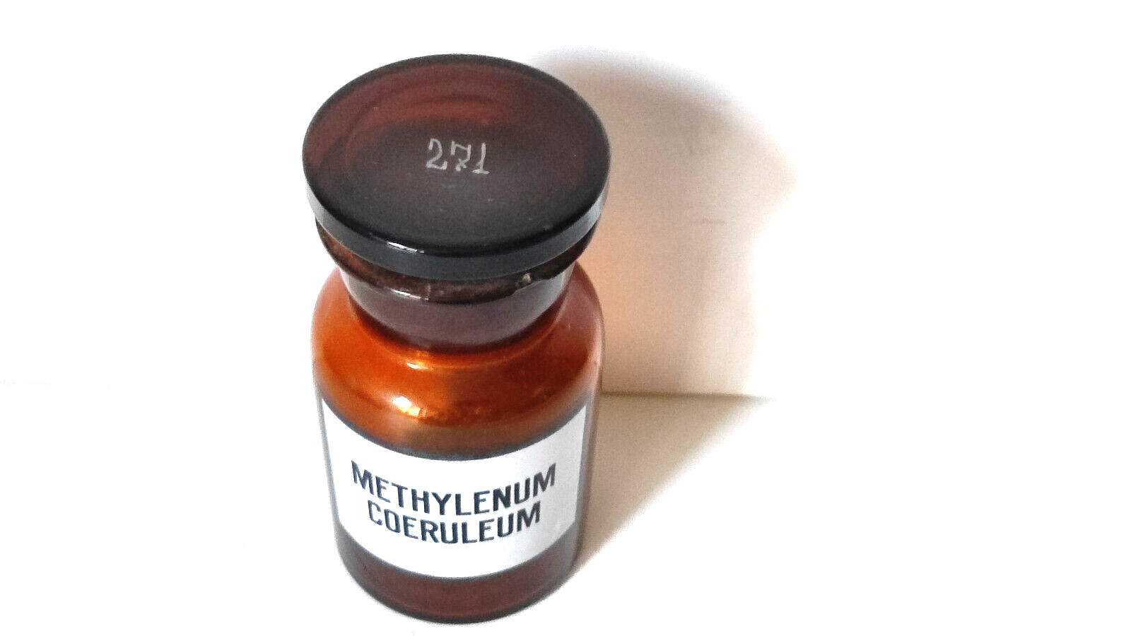 METHYLENUM COERULEUM, Vintage Glass Apothecary Pharmacy Brown Jar, 100 ml, Cap