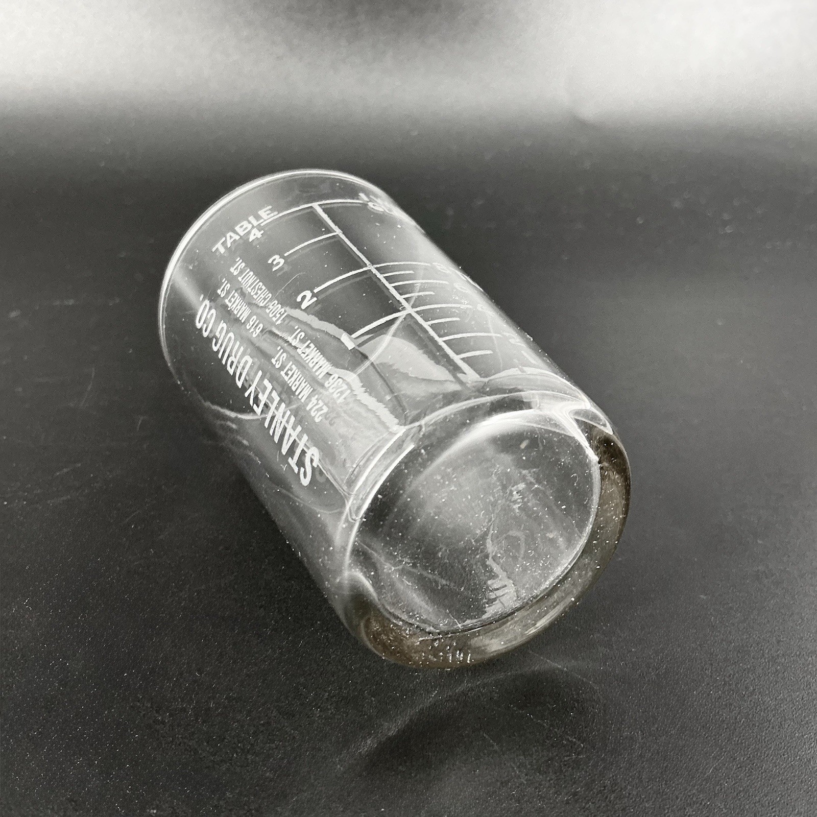 Advertising Medicine Dosing Cup Glass Stanley Drug Co Philadelphia