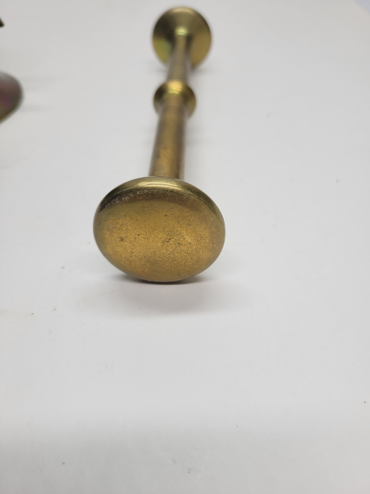 Vintage Solid Brass Mortar and Pestle Set With Square Handles Iridescent Patina