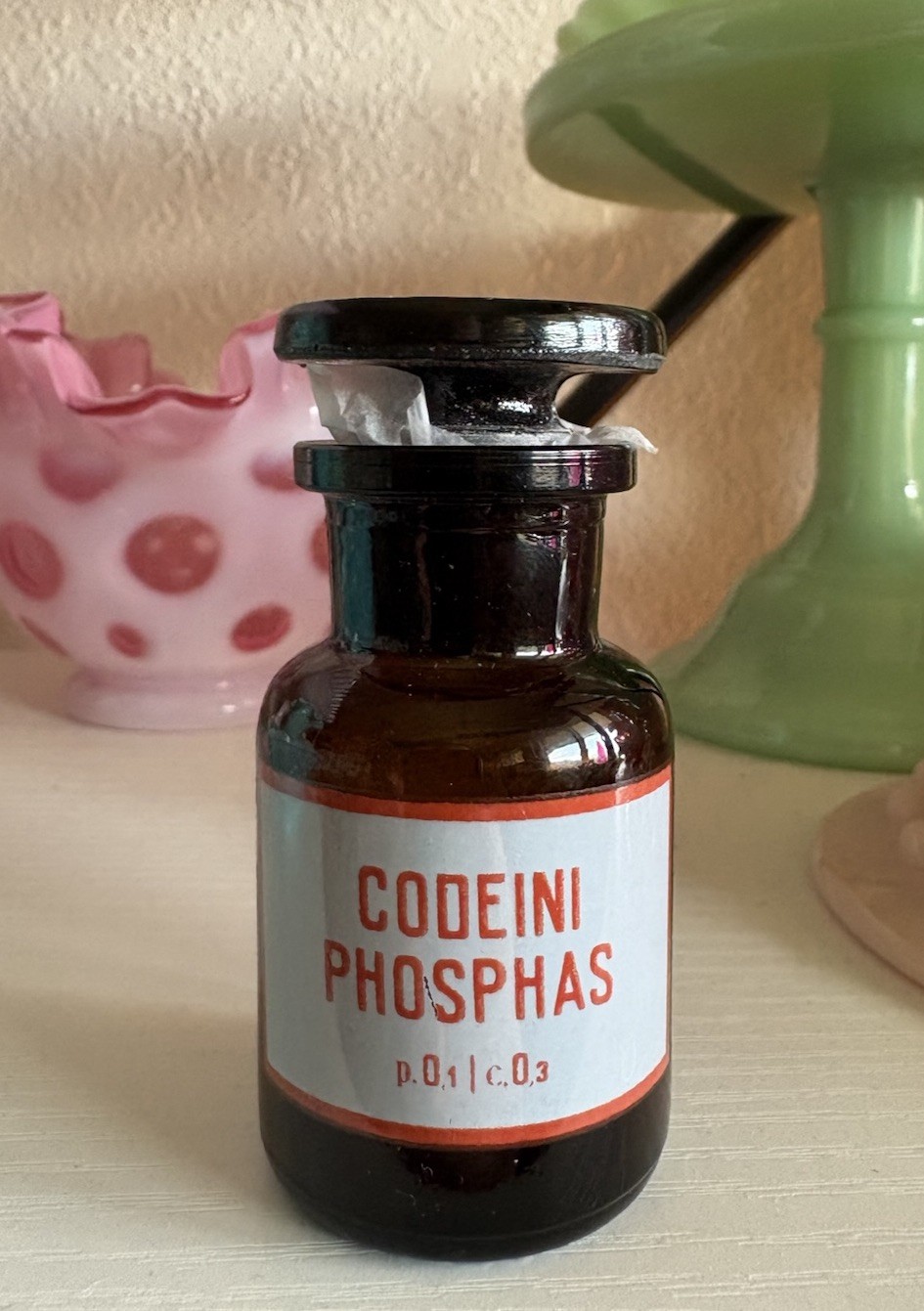 Vintage Codeine Chemist Apothecary Jar *CODEINI PHOSPHAS* Ground Glass Stopper