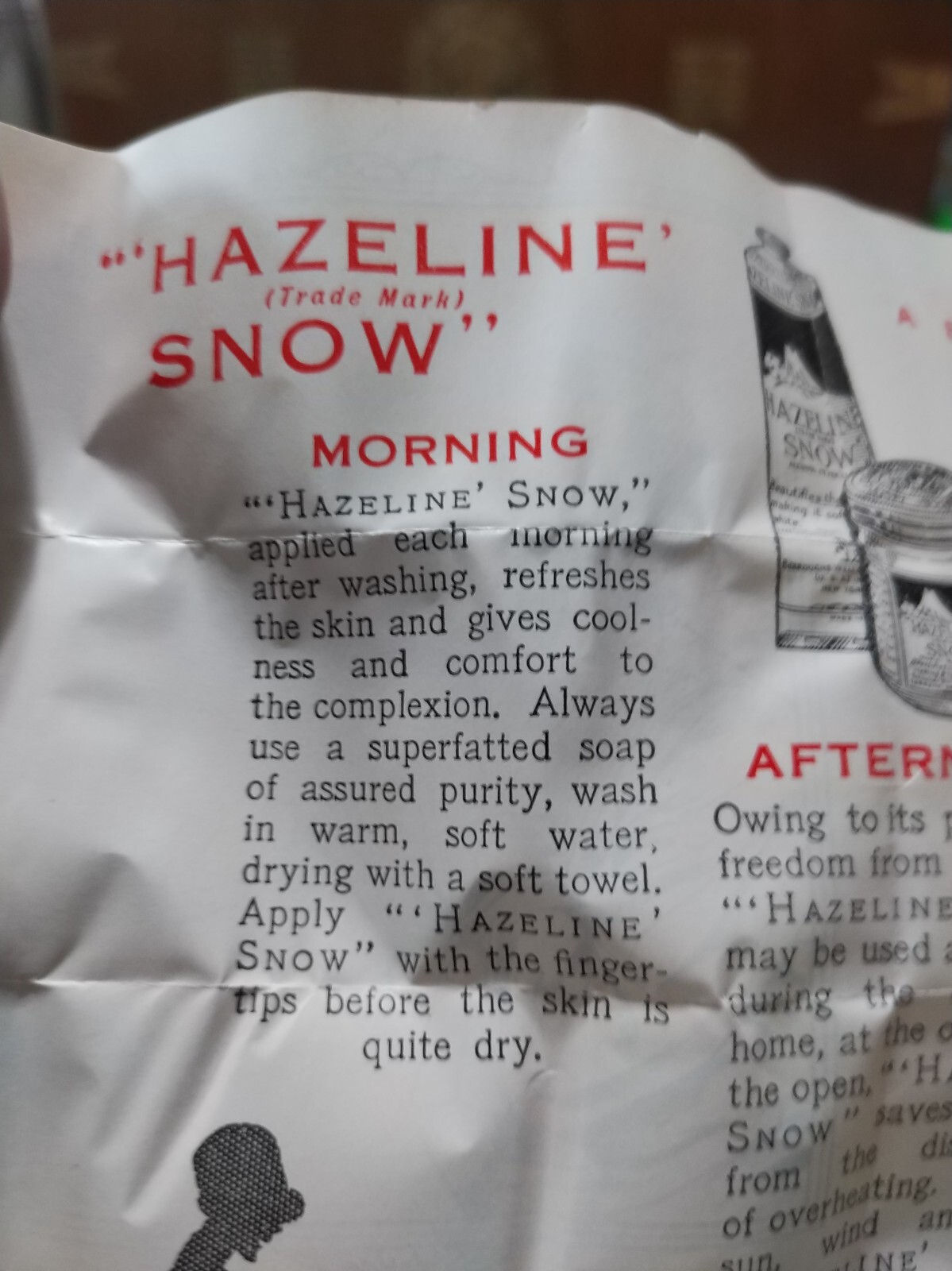 Antique vintage 1920s Hazeline Snow skin whitening cream tube, box