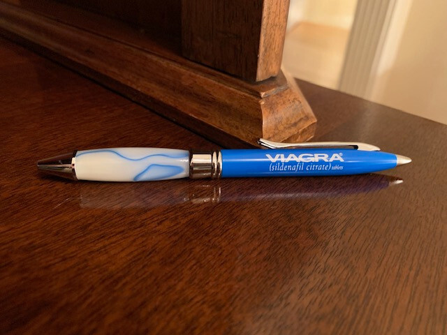 Rare Drug Rep metal and marble “Viagra pen” black ink.