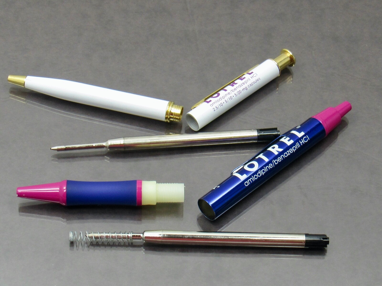 Lotrel Metal PENS Drug Rep Pharmaceutical Promo Medical Advertising Lot of 2