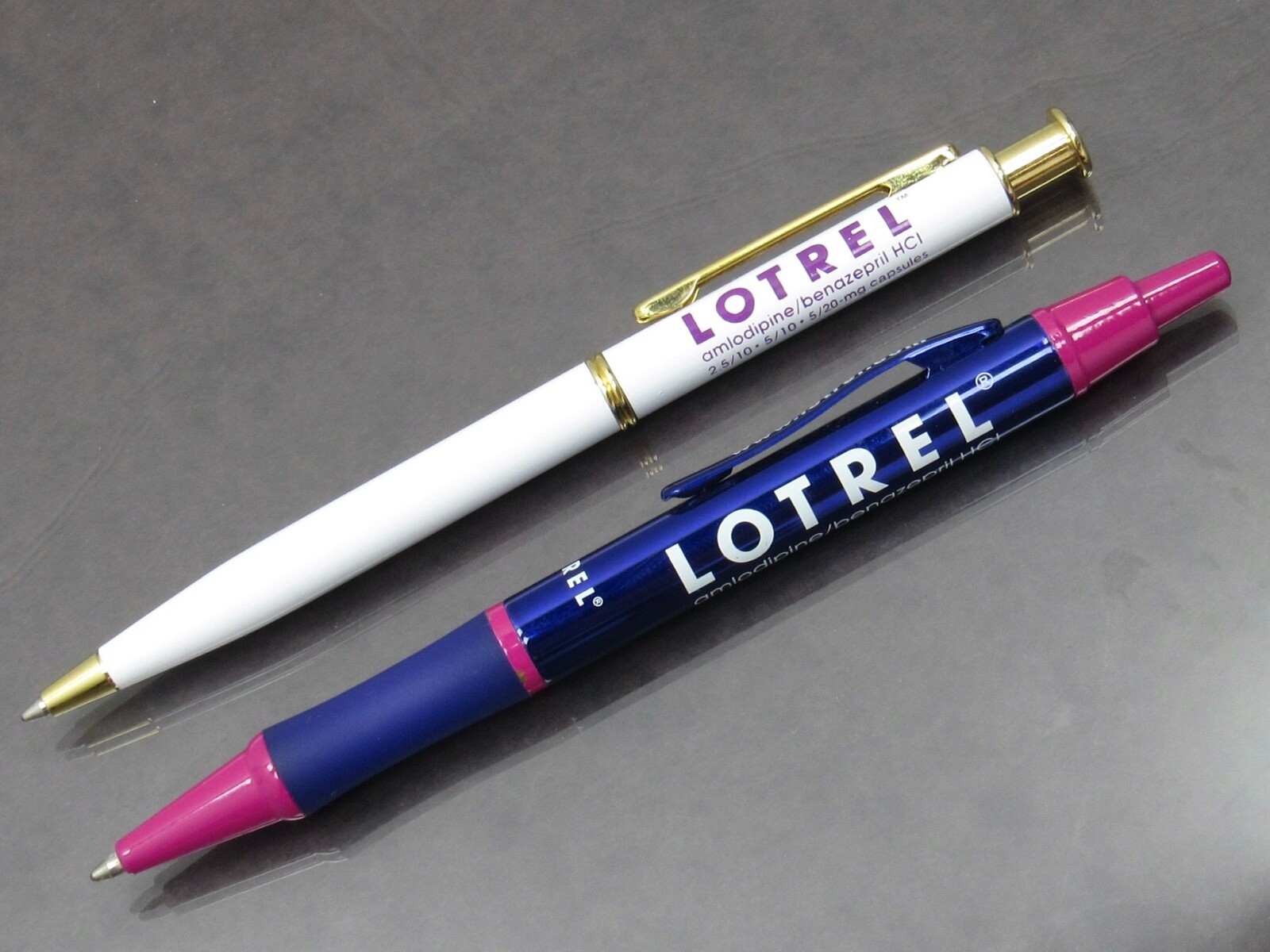 Lotrel Metal PENS Drug Rep Pharmaceutical Promo Medical Advertising Lot of 2