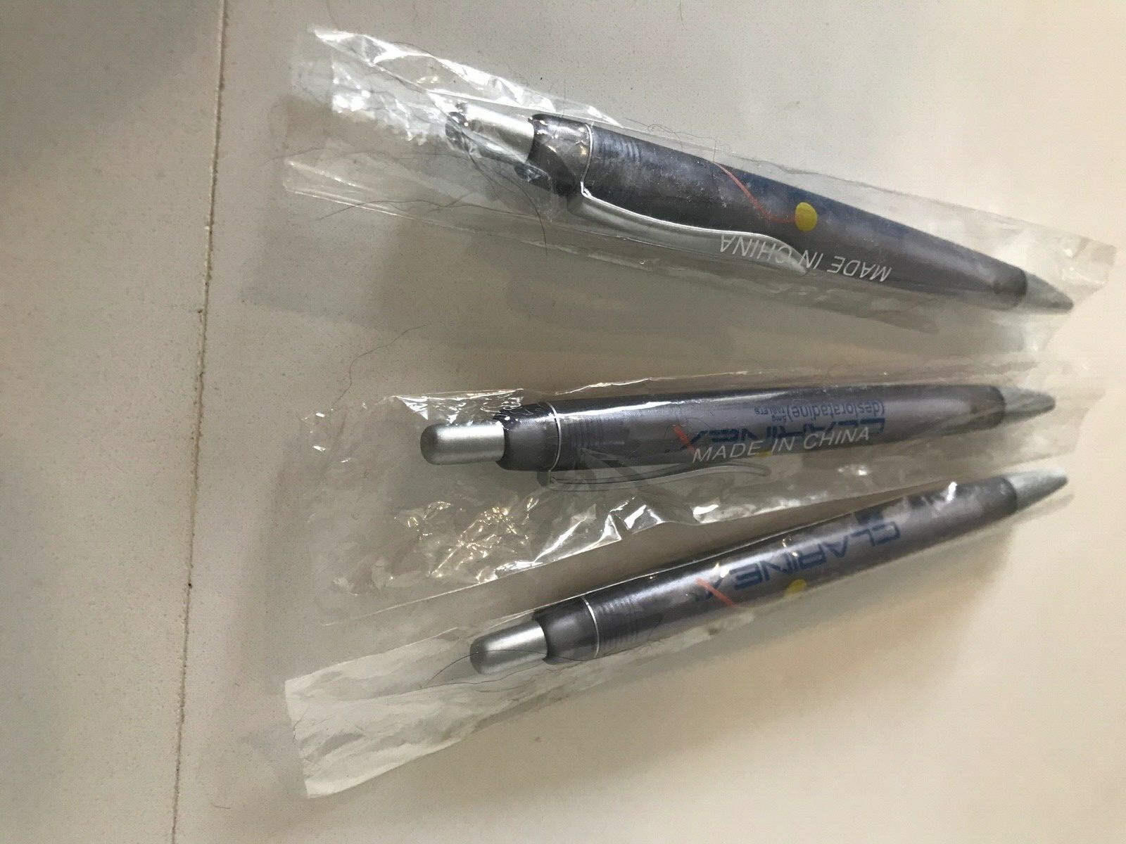 3 New Original Wrapping CLARINEX Pens Grayish Lavender Color with Logo