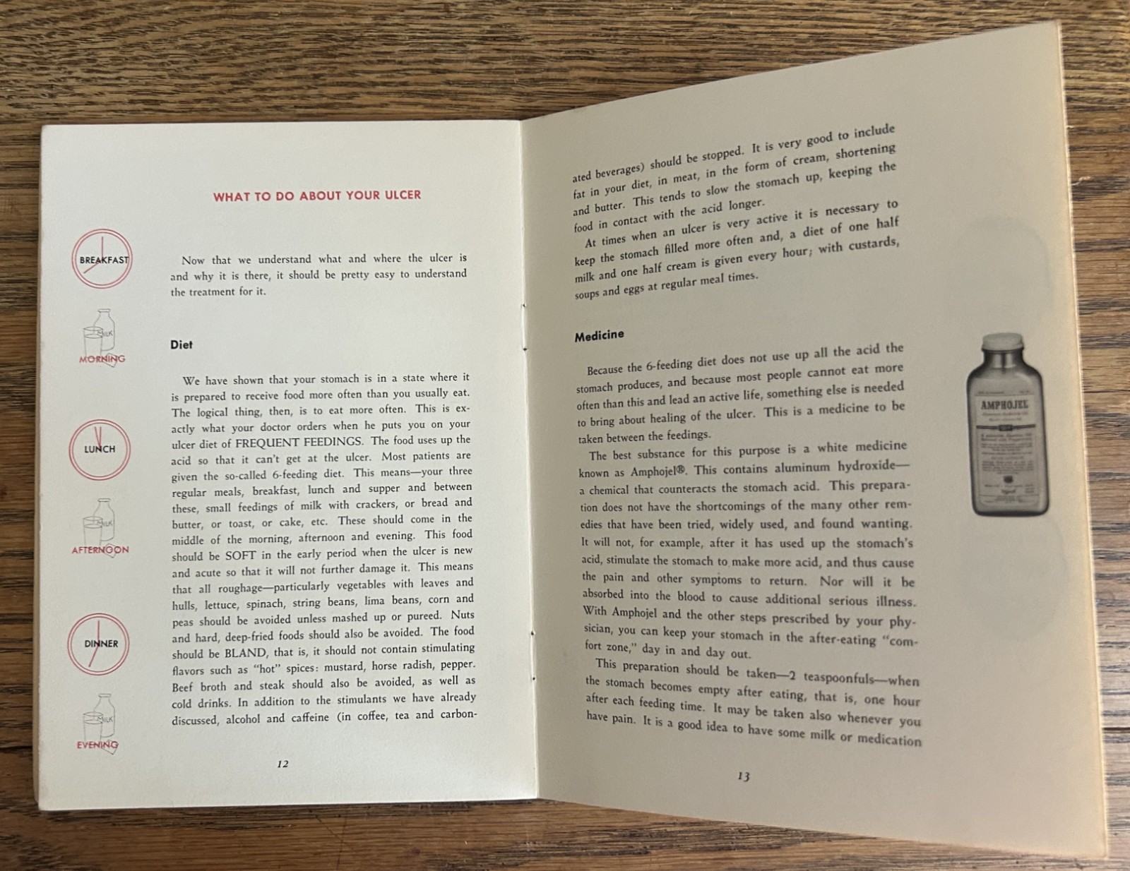 1954 Ulcer Patient Education Pamphlet Wyeth Amphojel Medical Ephemera Booklet