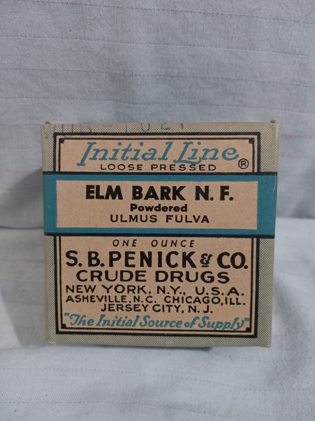 VINTAGE BOX INITIAL LINE S.B.PENICK & CO. CRUDE DRUGS NEW YORK N.Y.