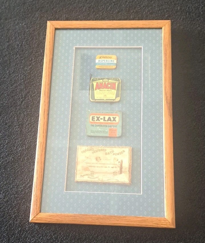 Framed Vintage Apothecary & Vanity Items 18×11″ Ex-Lax Cannon’s Iowa City IA