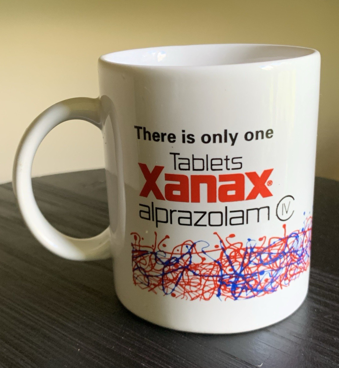 Xanax Mug Ceramic Vintage 1990’s Pharmaceutical Advertising Tablets Alprazolam