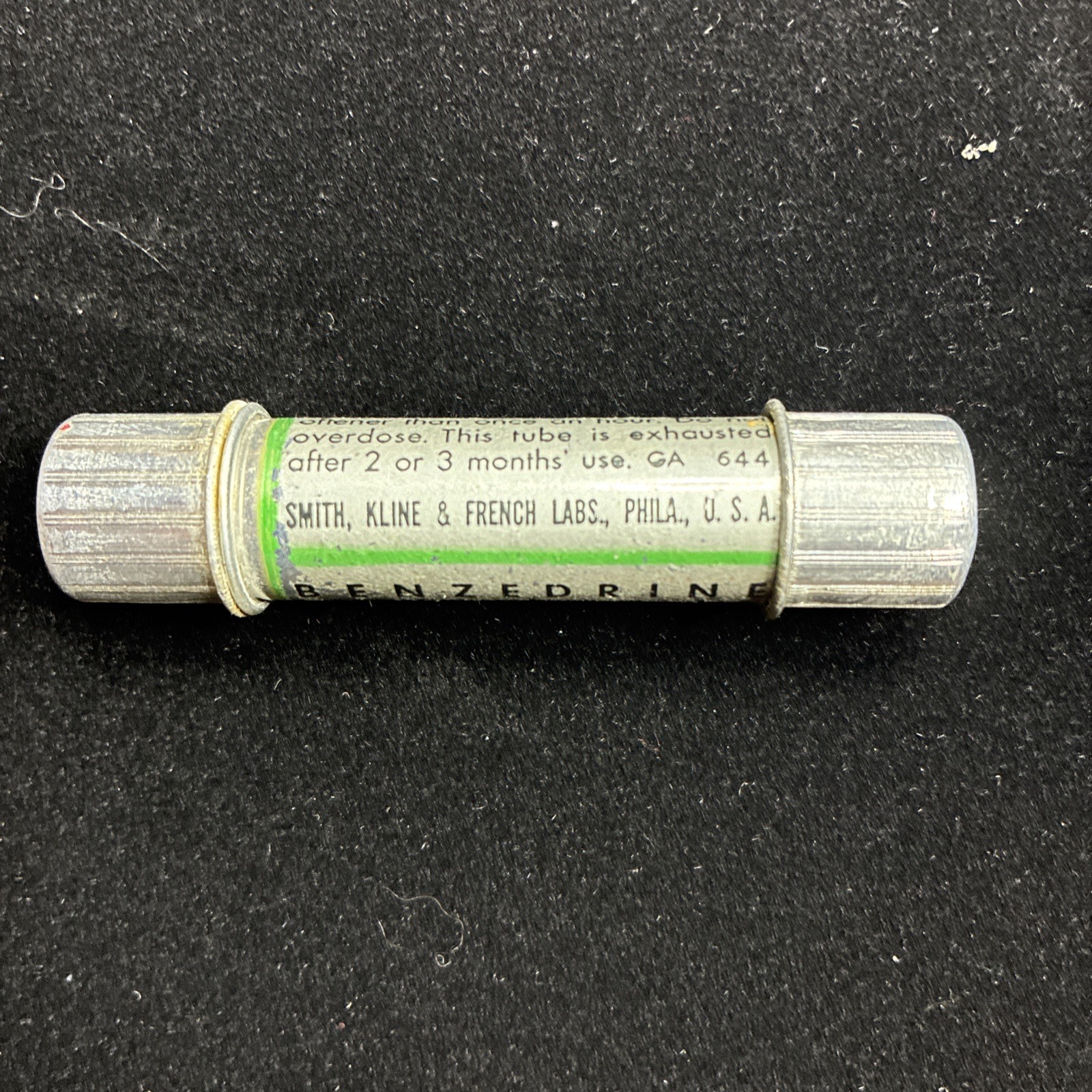 Benzedrine Inhaler Empty Metal Tube Pharmacy Medical Apothecary Collectible