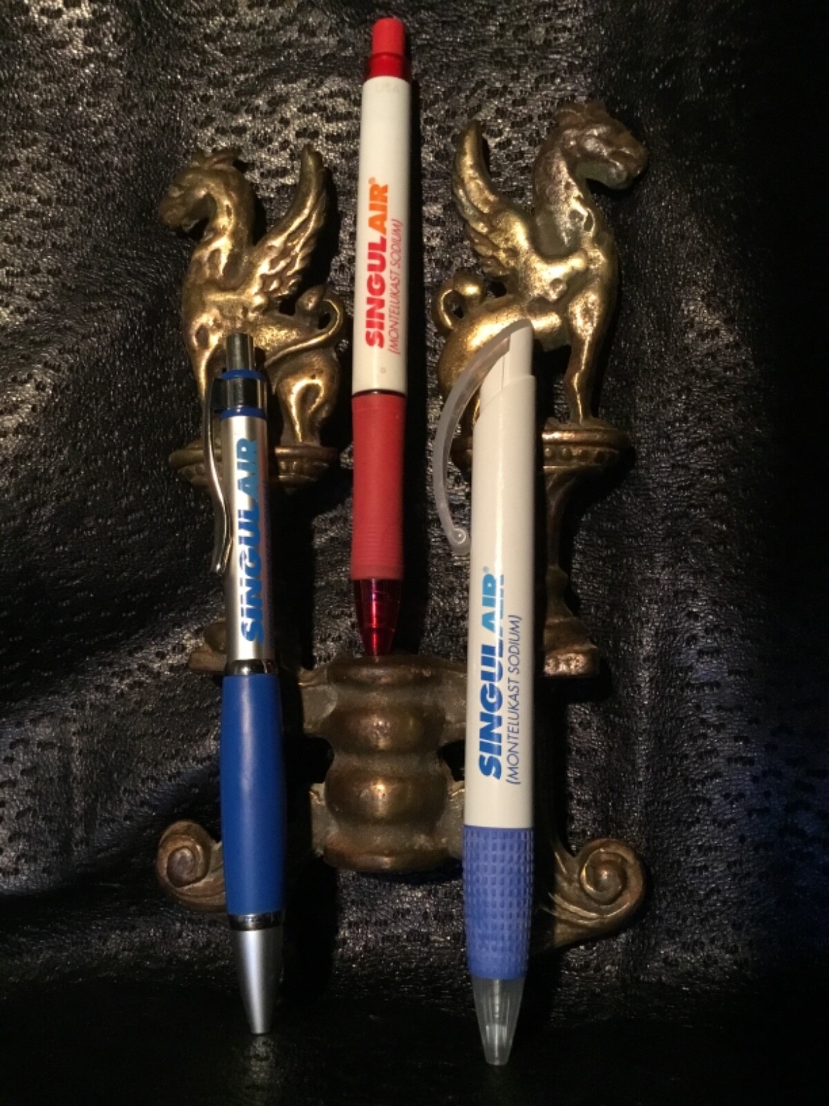 Singulair 3 pen lot 1 Heavy Metal 2 plastic Drug Rep Pharmaceutical push pen