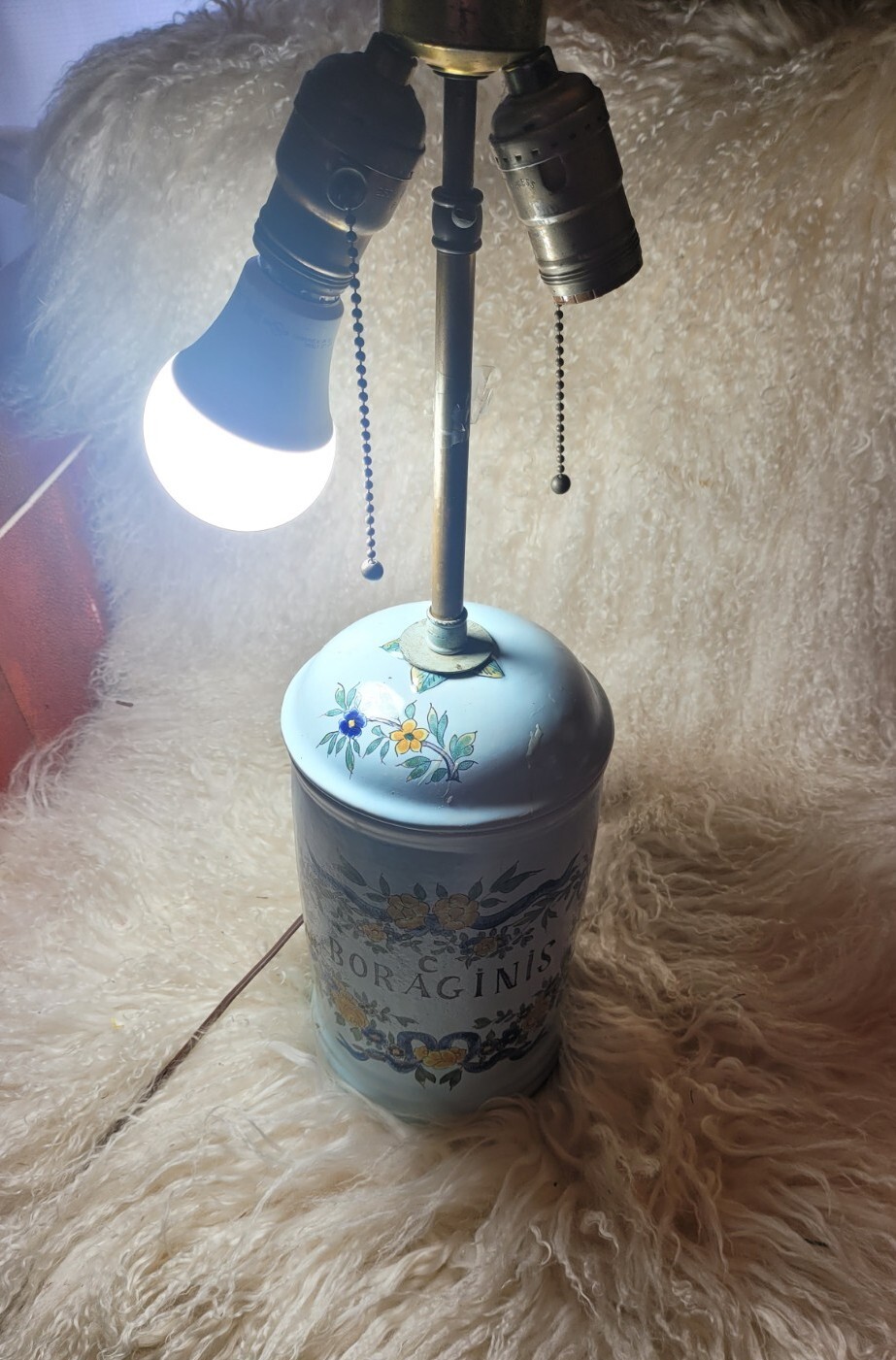 🌼💡VTG Apothecary Jar Pharmacy Drugstore Jar Lamp “Confect Boraginis”🌼💡