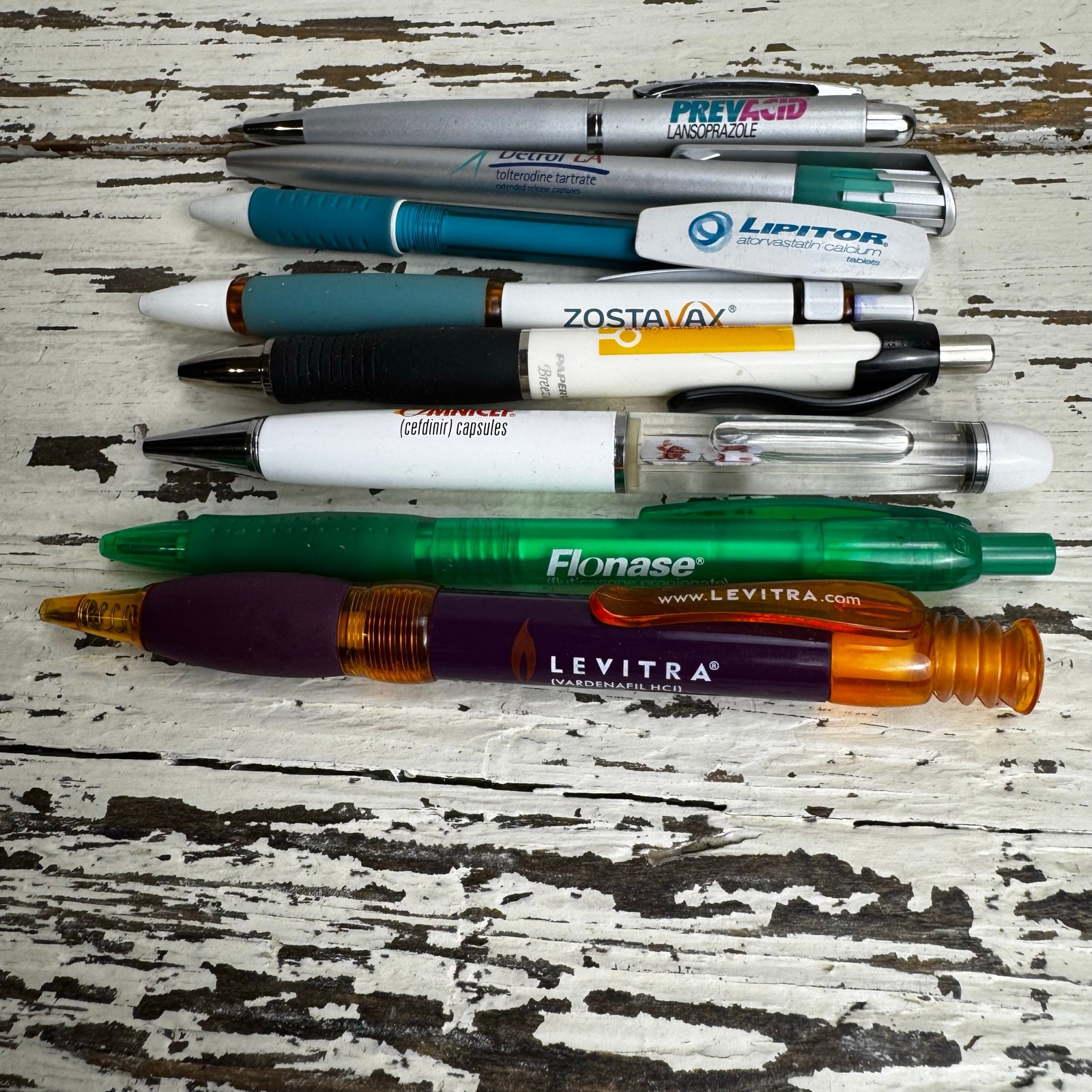 Pharmaceutical Drug Rep Pen Lot Bundle of 8 Ink Pens Flonase Detrol Prevacid