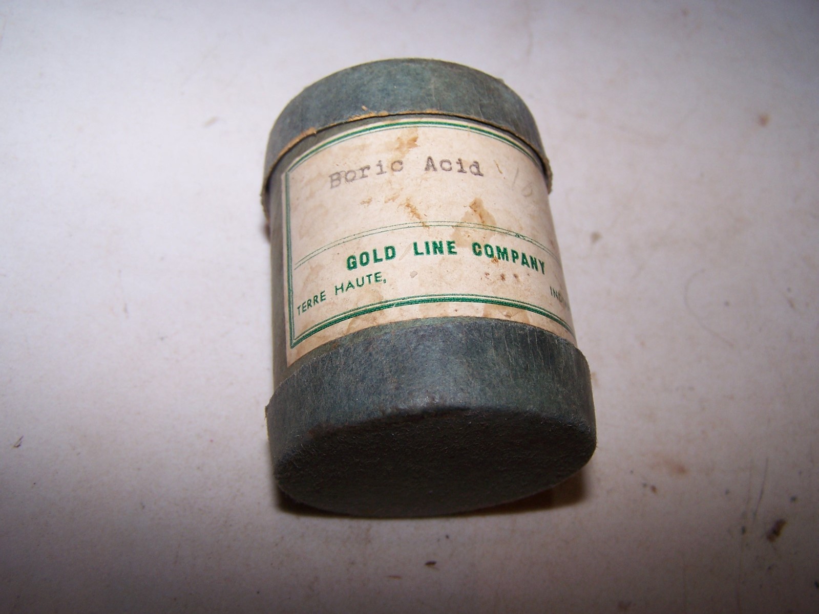 Vintage GOLD LINE COMPANY Boric Acid Pharmacy Container TERRE HAUTE INDIANA