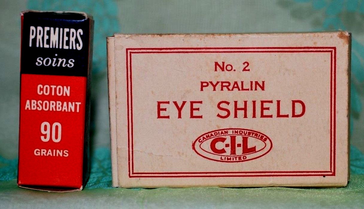 Medical Pyralin No 2 Eye Shield & Premiers First Aid Cotton in boxes