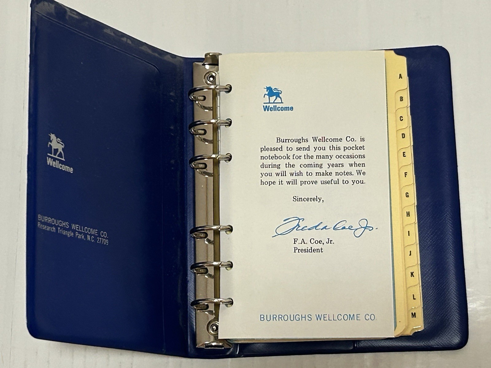 Vintage 1979 Pharmacy Medicine Pocket Notebook Binder- Burrough’s Wellcome Co.
