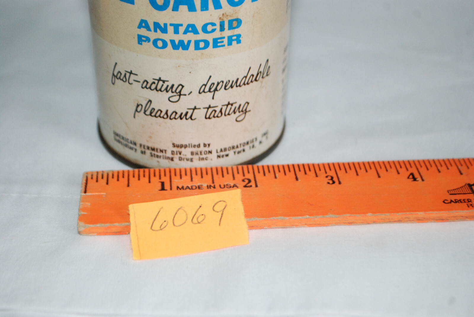Vintage AL-CAROID Antacid Powder 4oz Empty Tin – 4.5″