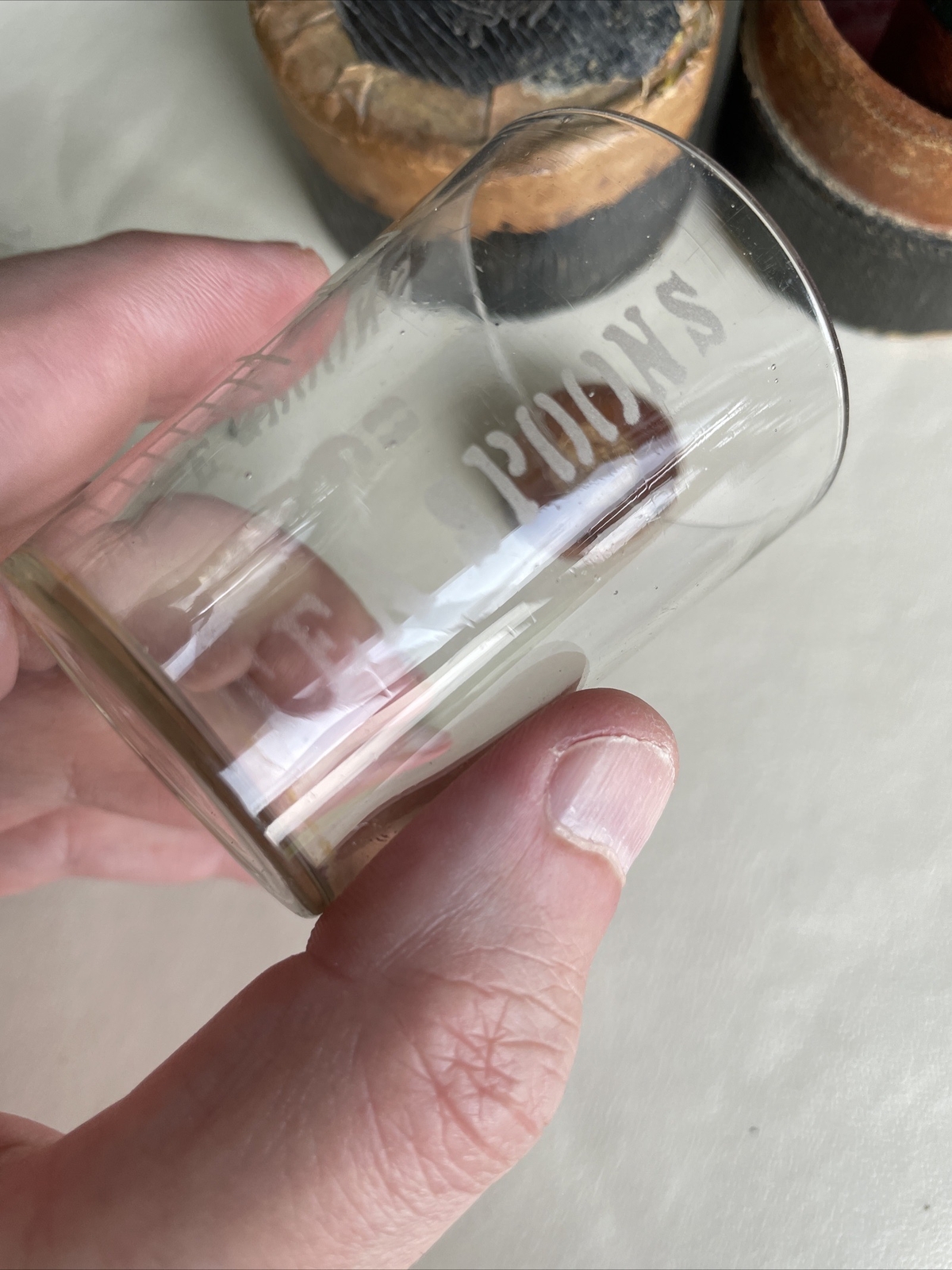 S Maw Son & Sons Antique 1918 Cased Glass Medicine Glass & Minim Measure