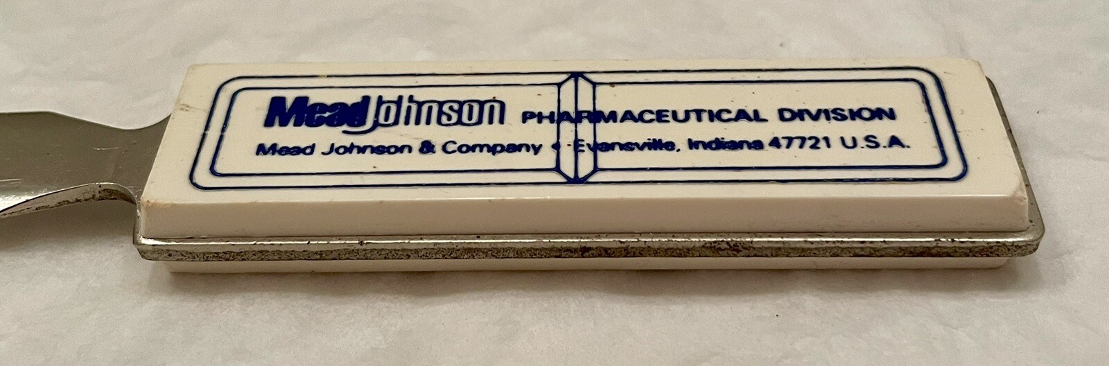 VTG 1980’s MEAD JOHNSON QUIBRON-T SR 7″ METAL LETTER OPENER PHARMA REP LOGO