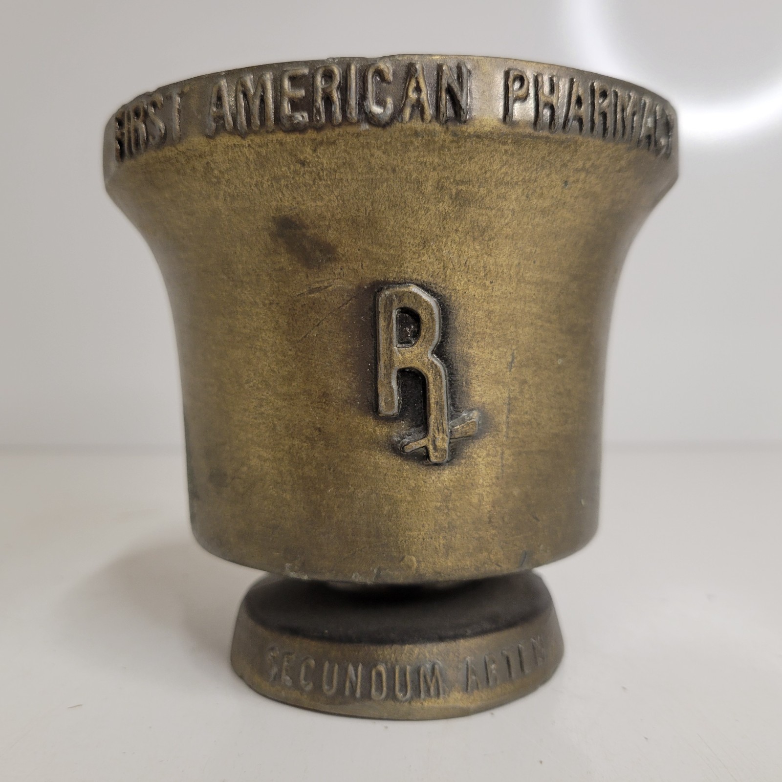VTG Brass Bronze Schering Mortar & Coricidin Pestle 1752 First American Pharmacy