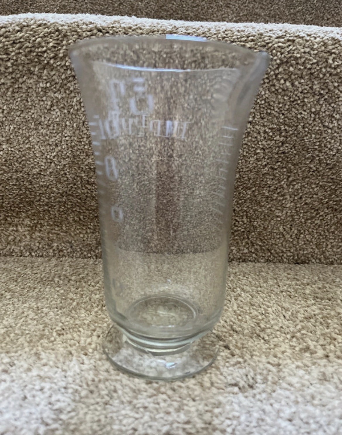 Antique Apothecary Engraved Glass Medicine Measuring Jug