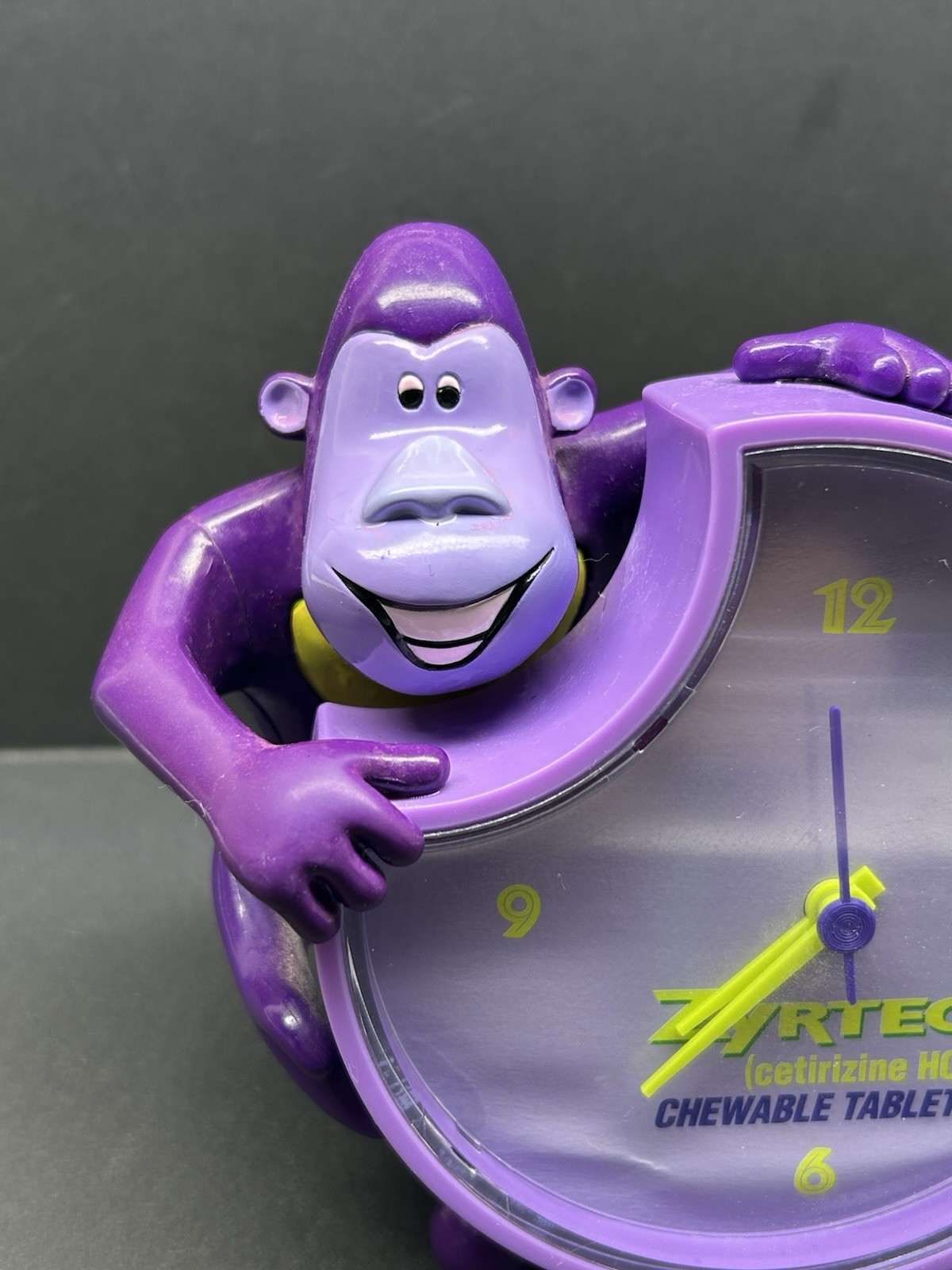 Zyrtec Chewable Tablets Promo Purple Monkey 5″ Alarm Clock Tested & Works