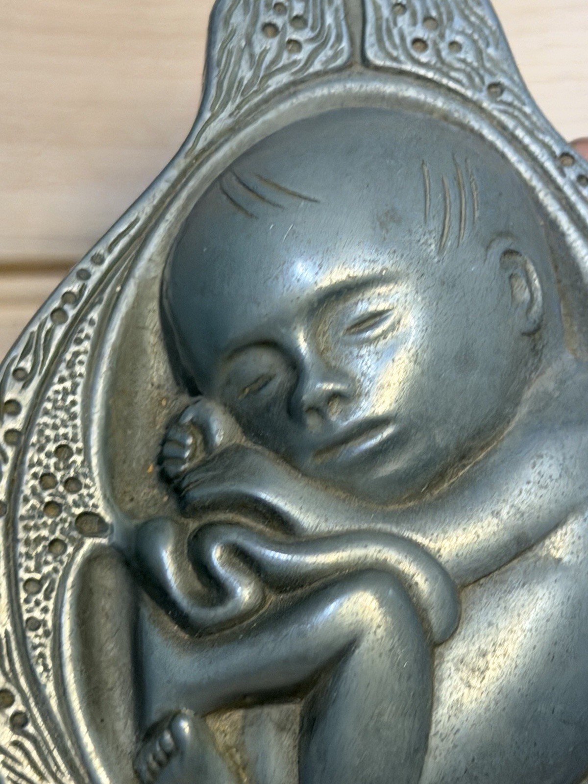 Vtg 1950-60s Parke-Davis Tabron Pharmaceutical Fetus Baby Pewter Paperweight