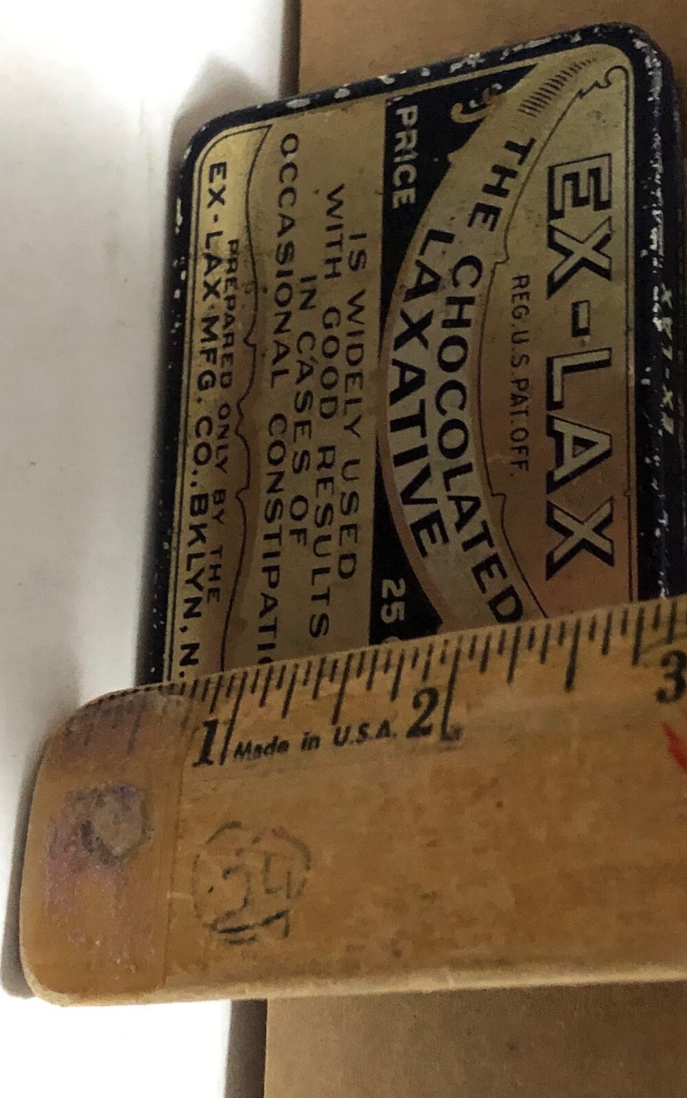 Antique Ex-Lax Tin 1930 Original Chocolate Laxative Pharmacy Medicine RX Medical