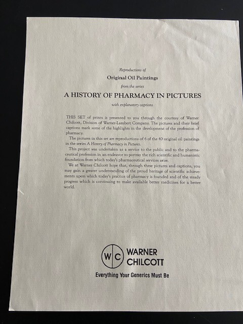A HISTORY OF PHARMACY IN PICTURES by Warner Chilcott 1992 Set of 6 Prints