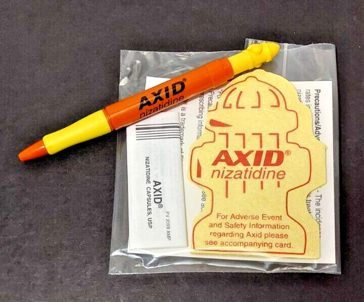 Axid Fire Hydrant Clicker Drug Rep Pharmaceutical Promo Advertising Pen & Sponge