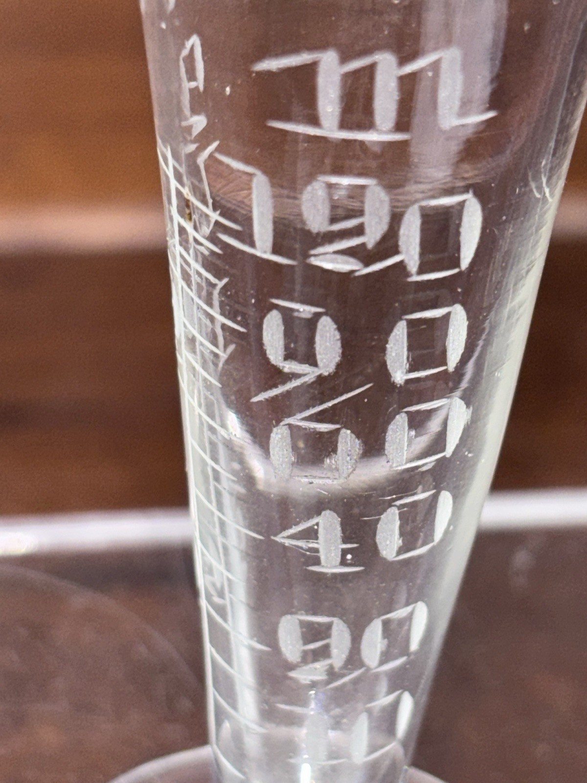 Victorian Glass Apothecary Measuring Beaker with Etched Markings Glass Spoon