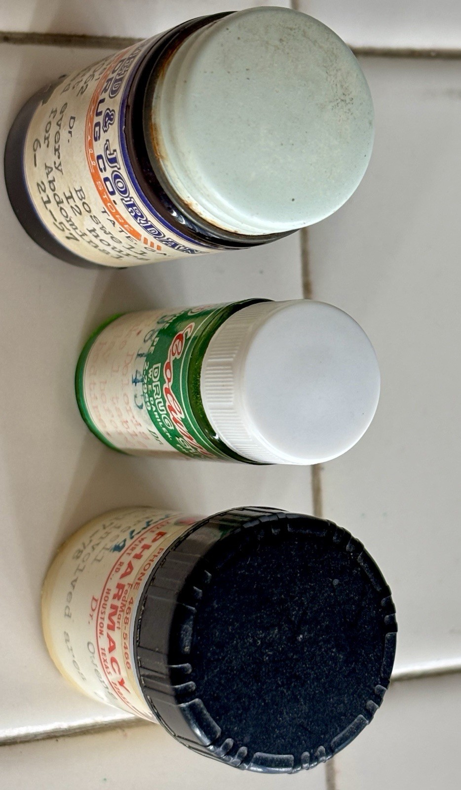 3 VTG Glass Prescription Bottle Clinic Pharmacy 1957 1971 1978
