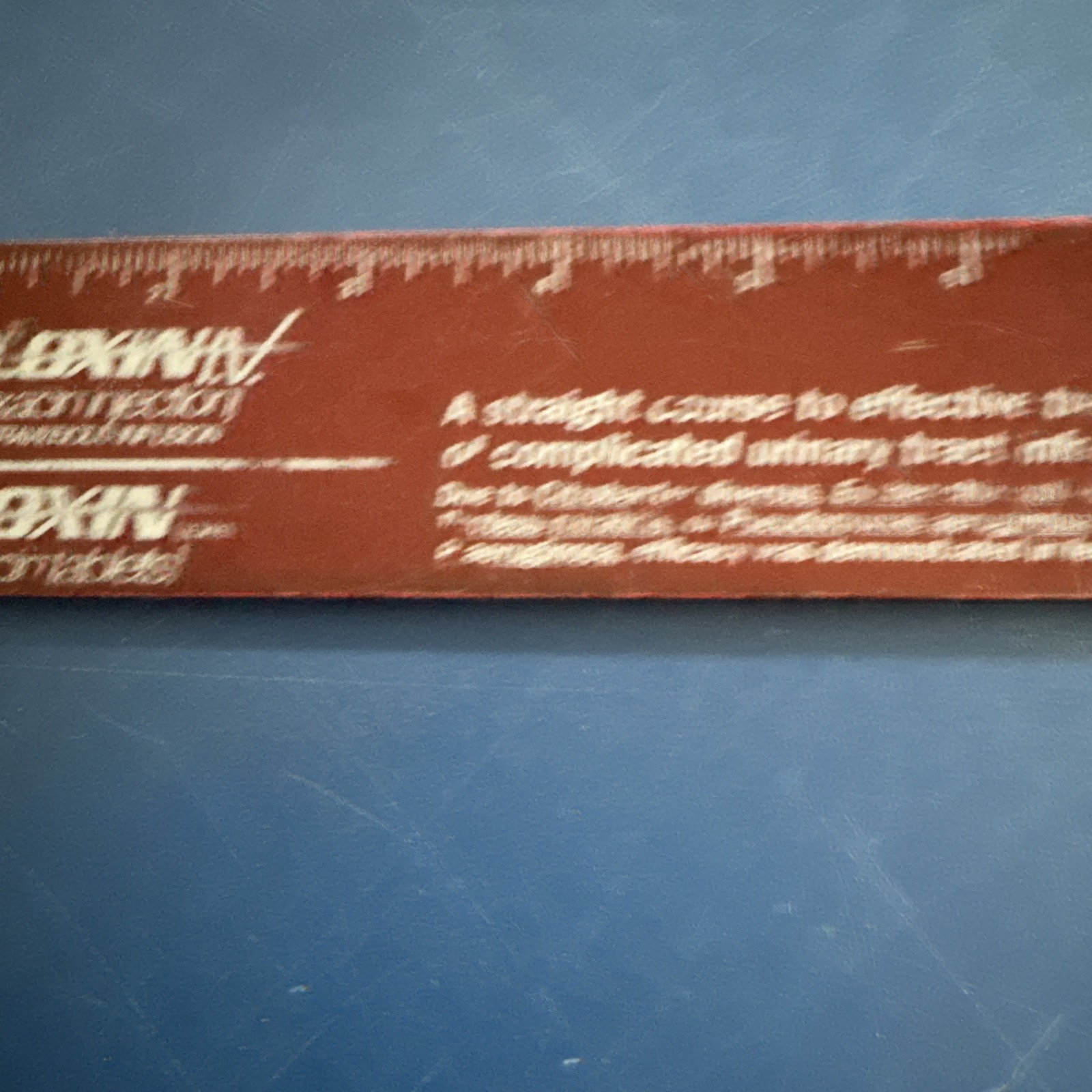 Faded Worn Floxin Ofloxacin Brown Pharmaceutical Drug Ruler