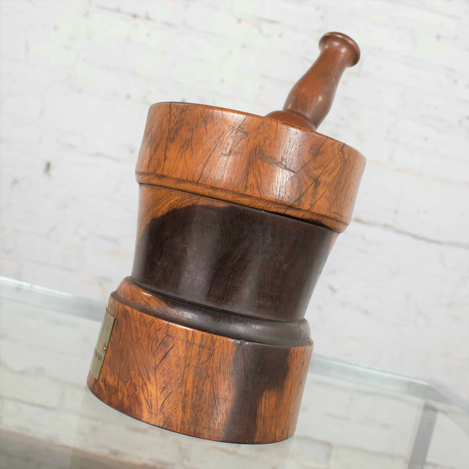 Vintage Mid-Century Modern Hand Turned Wood Mortar and Pestle 1950