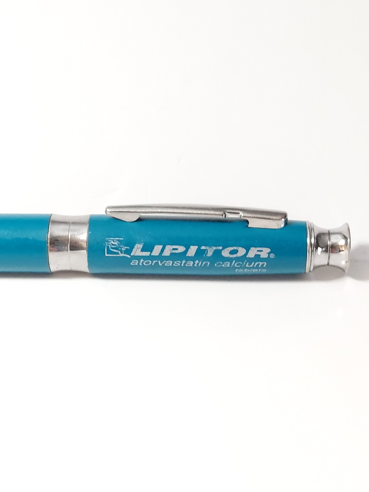 Vintage Pfizer Lipitor Pharmaceutical Ballpoint Pen Blue Metal Drug Rep