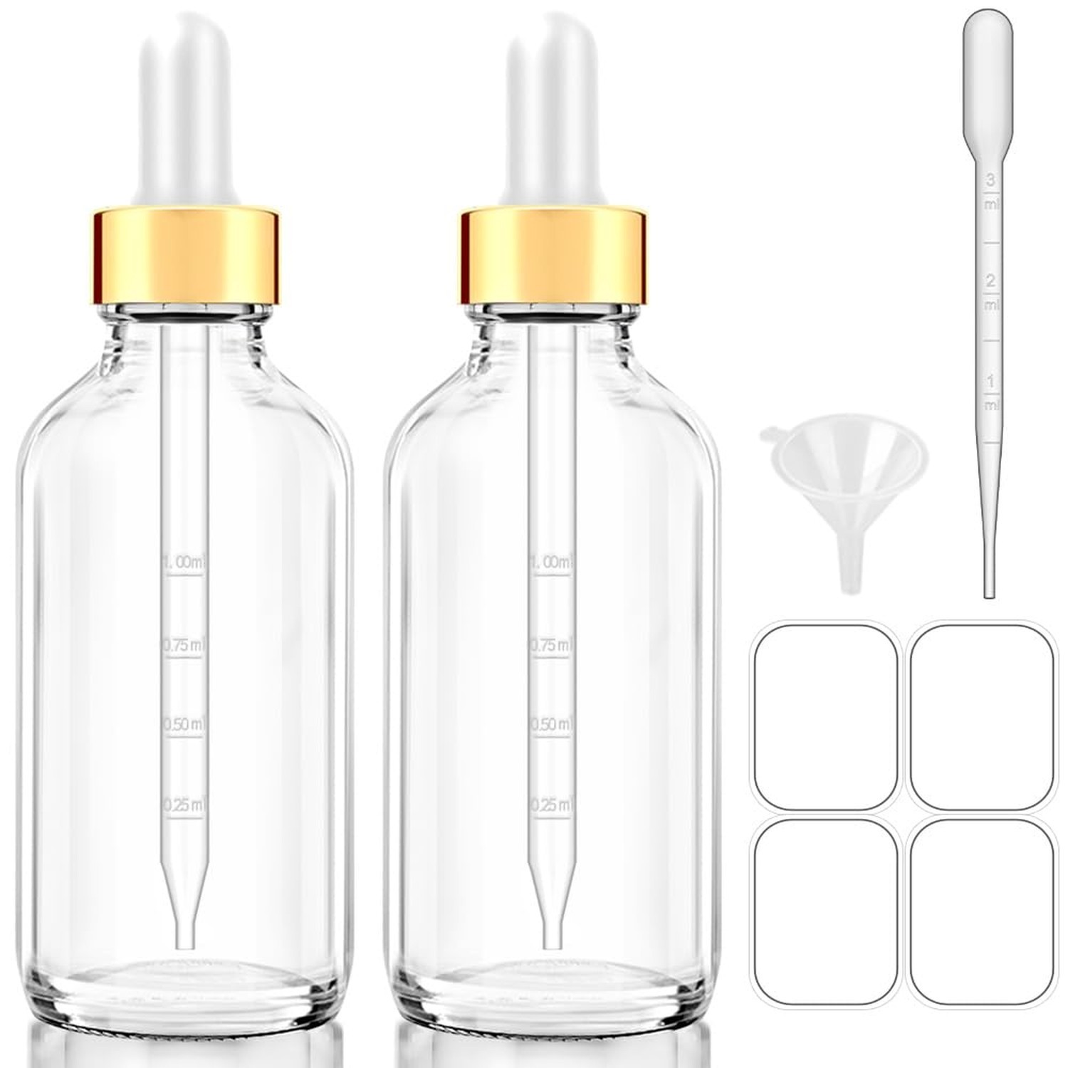 Glass Bottle with Dropper, 4 oz Clear Golden Cap Eye Dropper Bottle for Essen…